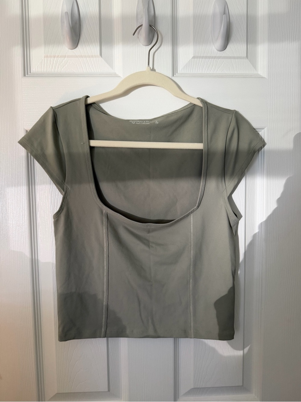 Abercrombie & Fitch Olive Scoop-Neck Crop Top